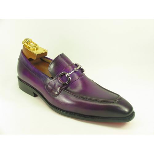 Carrucci Purple Genuine Calf Skin Leather With Horsebit Loafer Shoes KS478-02